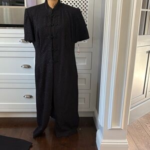 Elegant Black Long Dress with Button Details